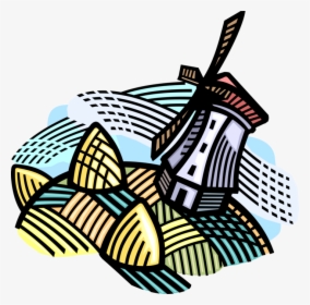 Vector Illustration Of Dutch Windmill With Alfalfa, HD Png Download, Free Download