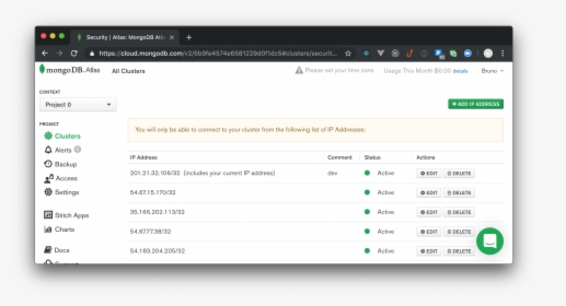 Whitelisiting Auth0"s Ip Addresses On Mongodb Atlas - Mongodb Atlas, HD Png Download, Free Download