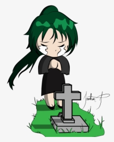 Crying Chibi Girl Crying At A Gravestone By 14jonathan - Chibi Anime Girl Crying, HD Png Download, Free Download
