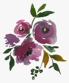 Hand-painted Dark Purple Flowers Png Transparent Material - Dark Purple Watercolor Flower, Png Download, Free Download