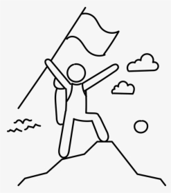 Success, Mountain, Top, Freedom, Adventure, Nature - Line Art, HD Png Download, Free Download
