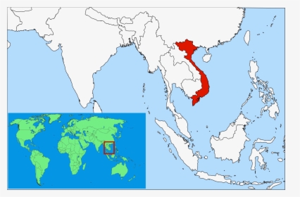 Map Of World Png - Vietnam On World Map, Transparent Png, Free Download
