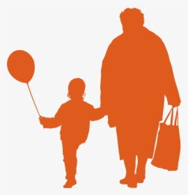 Silhouette Grandmother Kid Clipart , Png Download, Transparent Png, Free Download