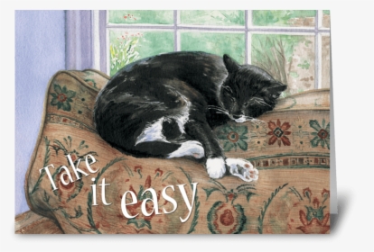 Relaxing Birthday Greeting Card - Black Cat, HD Png Download, Free Download