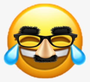 Emoji Funny Laughing Laugh Gl Tears Mustash Eyebro - Laughing With Glasses Emoji, HD Png Download, Free Download