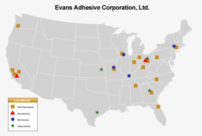 Evans Adhesive Locations - Grassland In Usa Map, HD Png Download, Free Download