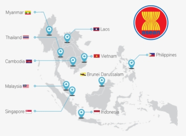 Asean Map - Map Of Asean Countries Transparent, HD Png Download, Free Download
