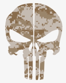 Desert Digital Camo Punisher Skull Rear Helmet Reflective - Punisher Skull Digital Camo, HD Png Download, Free Download