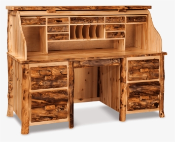 Roll Top Desk Office Log Furniture In - Log Desk Furniture, HD Png Download, Free Download