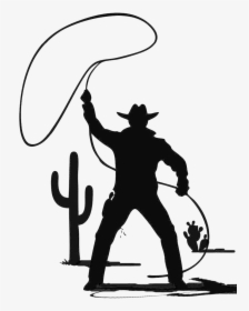 Lasso Cowboy Clipart , Png Download - Cowboy With A Lasso Silhouette, Transparent Png, Free Download