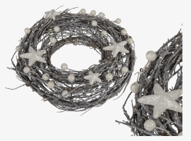 Willow Wreath With Glitter Stars And Balls, HD Png Download, Free Download