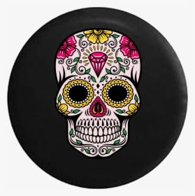 Sugar Skull Tattoo Flowers Yellow Pink Diamond, HD Png Download, Free Download