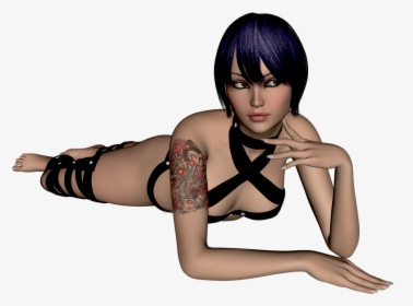 Woman, Tattoo, Face, Sexy, Lying, Skin, Decorated, HD Png Download, Free Download