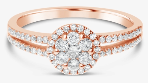 Propose Tonight 14k Rose Gold Round Diamond Halo Split - Engagement Ring, HD Png Download, Free Download