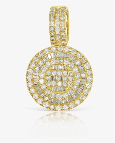 10k Yellow Gold Round Diamond Baguette Pendant - Locket, HD Png Download, Free Download