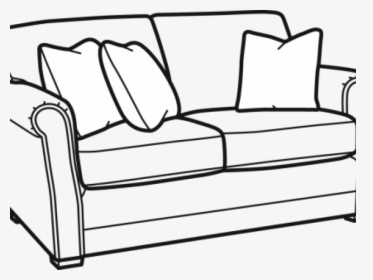 Drawn Couch Side View - Sofa Black And White, HD Png Download, Free Download