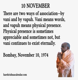 Srila Prabhupada Quotes For Month November - November Images And Quotes, HD Png Download, Free Download