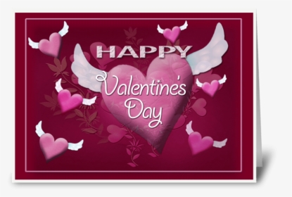 Flying Hearts, Valentine Greeting Greeting Card - Christmas Card, HD Png Download, Free Download