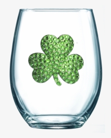 Shamrock Jeweled Stemless Wine Glass - Queens Jewels Wine Glasses, HD Png Download, Free Download