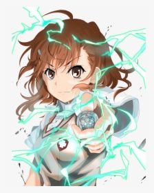 #anime #girl #lightning #kaminari #blue #shorthair - Certain Scientific Railgun Misaka Mikoto, HD Png Download, Free Download