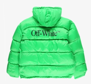 Off-white Zipped Puffer Jacket - Hood, HD Png Download, Free Download