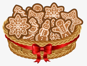 Christmas Basket With Cookies - Transparent Christmas Cookie Clipart, HD Png Download, Free Download