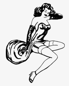 Pinup Girl Clip Arts - Black And White Pinup Girl Vector, HD Png Download, Free Download