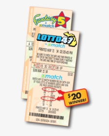 Ezmatch Fantasy 5 And Lotto 47 Ticket Examples - Lotto 47 Ez Match Rules, HD Png Download, Free Download