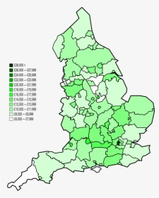 Map Of Nuts 3 Areas In England By Gva Per Capita - Gdp Per Capita Uk Map, HD Png Download, Free Download