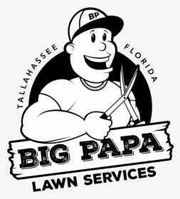 Bigpapa Lawn Logo Full Black-white 1000 - Cartoon, HD Png Download, Free Download