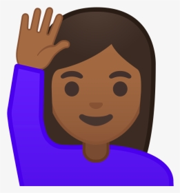 Woman Raising Hand Medium Dark Skin Tone Icon Clipart - Emoji Levantando La Mano, HD Png Download, Free Download