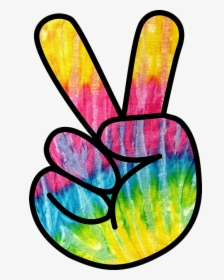Psychedelic, Peace, Tie-die, Hippie, 60s, Meditation - Tie Dye Peace Fingers, HD Png Download, Free Download