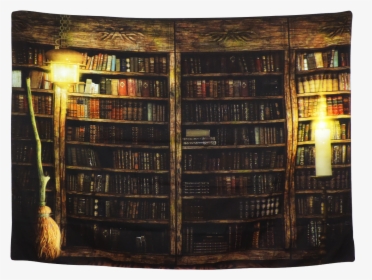 Retro Bookcase Tapestry Wall Hanging Vintage Book Tapestries - Bookshelf Wall Tapestry, HD Png Download, Free Download