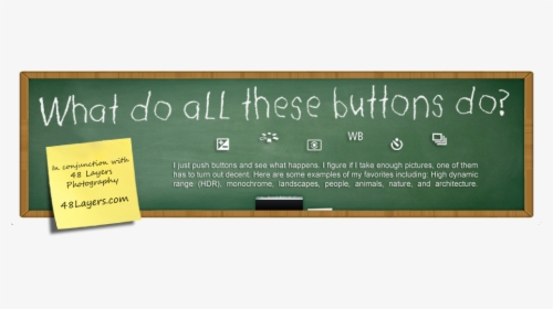 What Do All These Buttons Do Photography - Blackboard, HD Png Download, Free Download