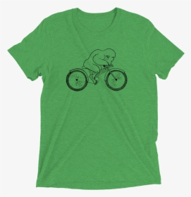 Bigfoot Rides A Bicycle Mockup Front Flat Green Triblend - T-shirt, HD Png Download, Free Download