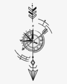 Brujula Freetoedit - Geometric Compass Tattoo Drawing, HD Png Download, Free Download