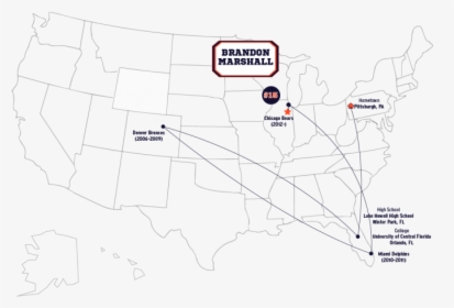 Road To The Chicago Bears For Brandon Marshall - Map, HD Png Download, Free Download