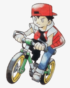 Red On Bike - Pokemon Trainer Red Original Art, HD Png Download, Free Download