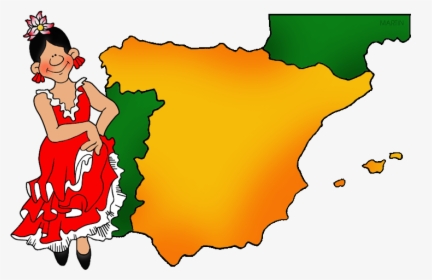 Spain Map - Spanish Dancer Clipart Png, Transparent Png, Free Download