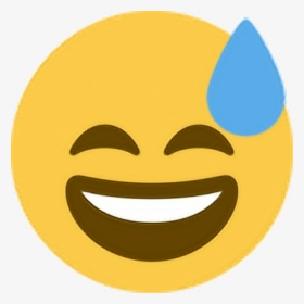 Sweat Emoji Png - Smiling With Sweat Emoji, Transparent Png, Free Download
