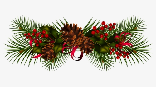 Garland Christmas Wreath Clip Art - Christmas Pine Cones Clipart, HD Png Download, Free Download