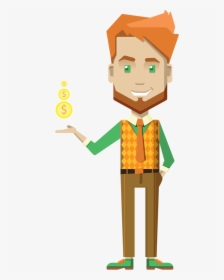 Cartoon Businessman Holding Money - Cartoon, HD Png Download, Free Download