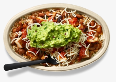 Chicken Burrito Bowl With Guacamole And Shredded Cheese - Chipotle Food, HD Png Download, Free Download