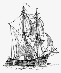 Transparent Sunken Ship Clipart - Ship Line Drawing, HD Png Download, Free Download