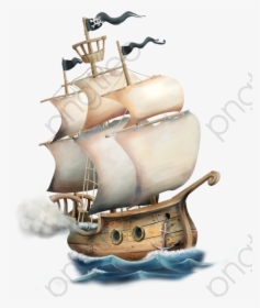 Pirate Ship Clipart - Pirate Ship Drawing Cartoon, HD Png Download, Free Download