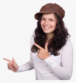 Beautiful Young Girl Pointing Her Finger Towards Blank - Png Image Of Girl, Transparent Png, Free Download