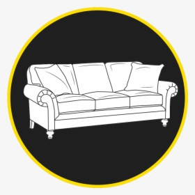 Couch Icon Black Background Circle - Studio Couch, HD Png Download, Free Download
