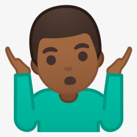 Man Shrugging Emoji Medium Dark Skin Tone - Black Shrugs Emoji, HD Png Download, Free Download