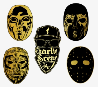 5 Black And Gold Hollywood Undead Enamel Pin Masks - Hollywood Undead Masks 2019, HD Png Download, Free Download