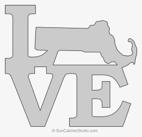 Massachusetts Love Map Outline Scroll Saw Pattern Shape - Cartoon, HD Png Download, Free Download